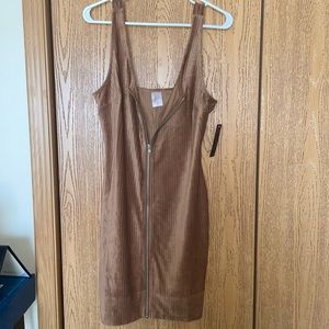 no boundaries zipped corduroy tank top bodycon dress